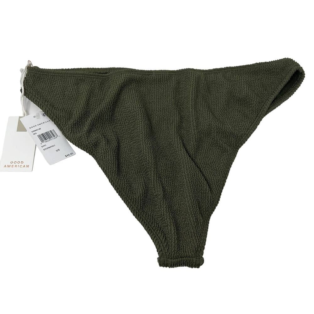 NEW! Good American Bikini Bottom Crinkle Good Basic Cheeky Stormy - 5/6